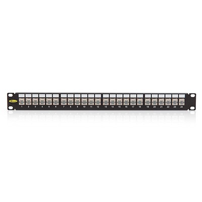 Patch panel, Cat.6A, 24xRJ45/s, crni, popunjen