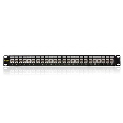 Patch panel, Cat. 6, 24xRJ45/u, crni, popunjen